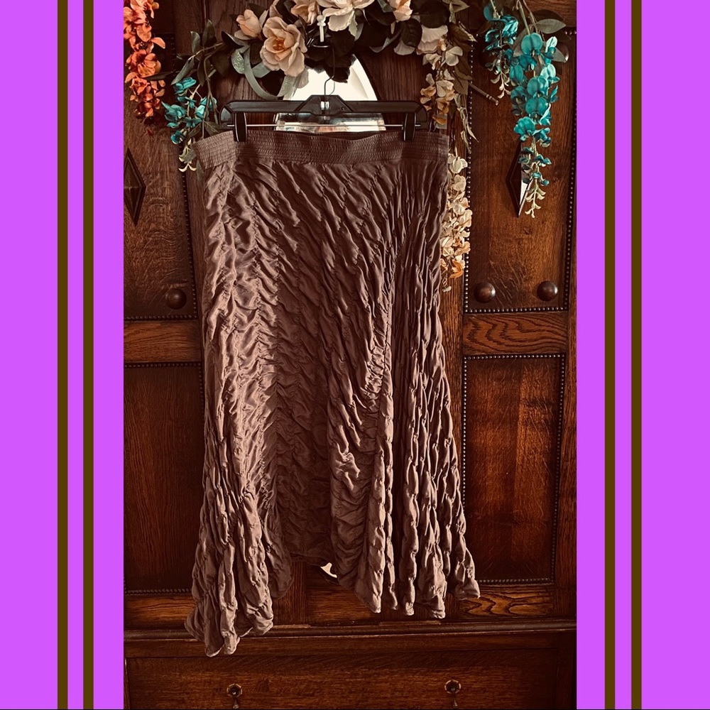 XL bias gathered SILK bohemian skirt